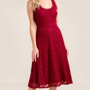 Francesca's Red Lace Midi Dress